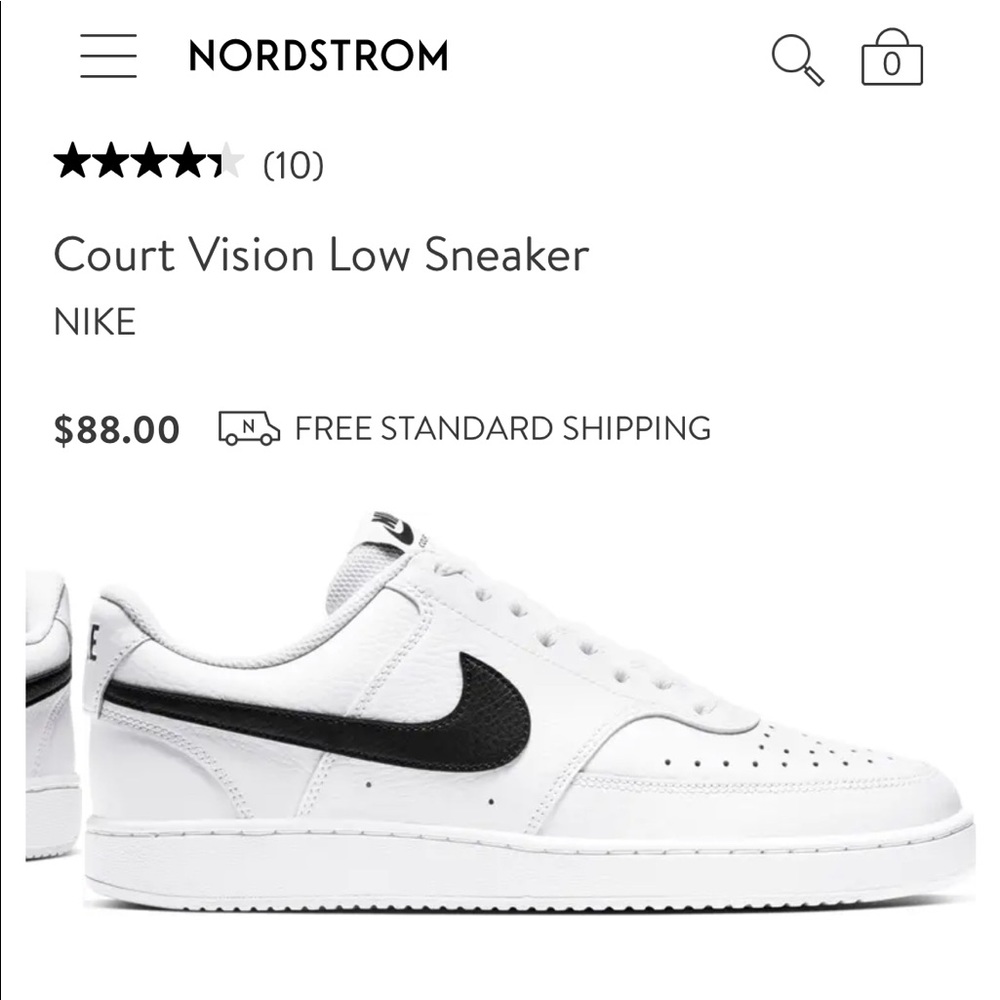 Nike court vision size 7 men white/ black